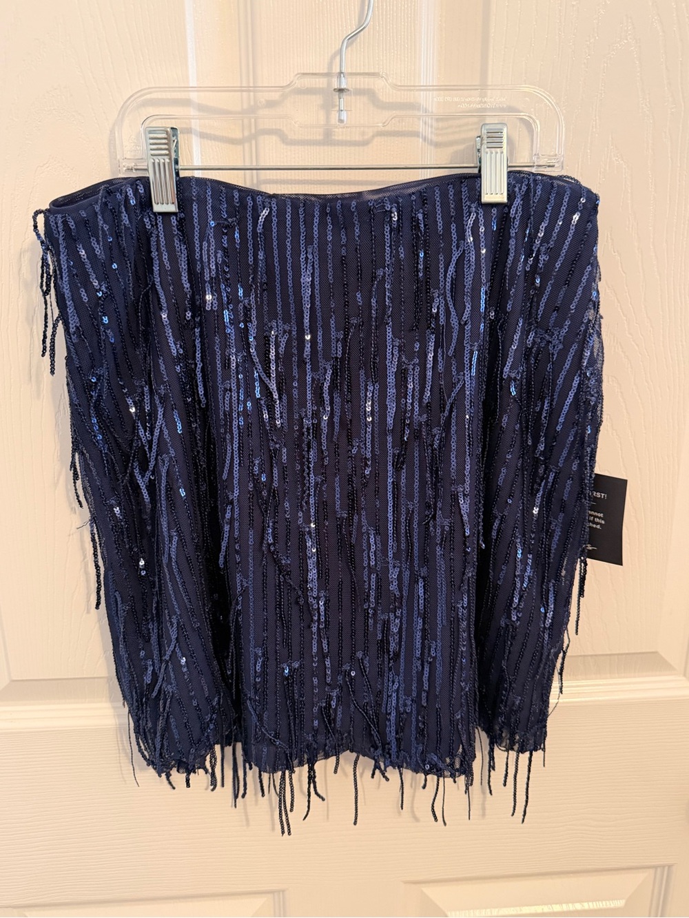 Lulu's Navy Sequin Fringe Mini Skirt